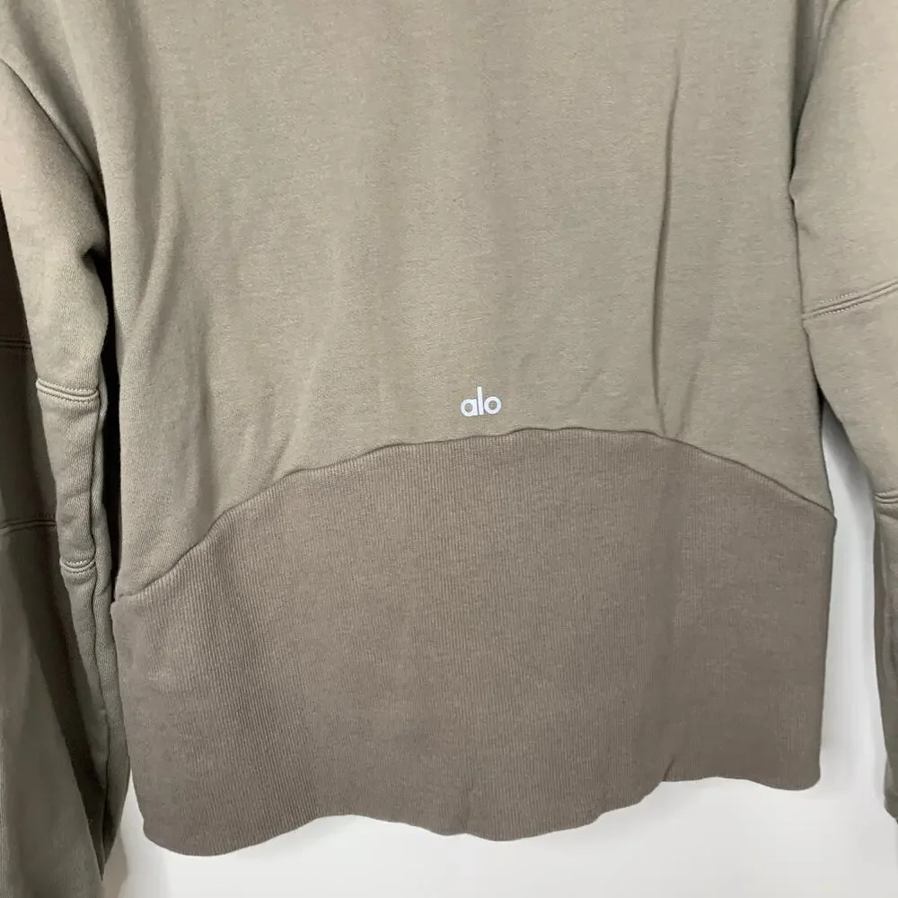 ALO Yoga Brown Interval Hoodie Sweatshirt Branch Womens Small